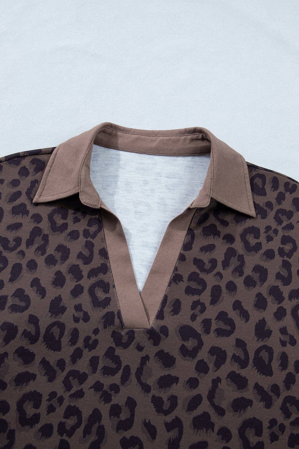 OMG! Leopard Collared V-Neck Top and Shorts Set