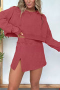 Cozy Meets Chic Cropped Hoodie & Mini Skirt Set
