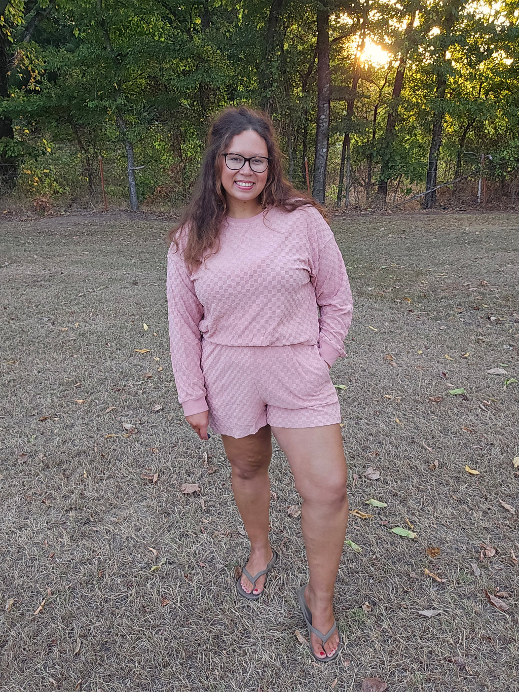 Dusty Pink Checkered Lounge Set