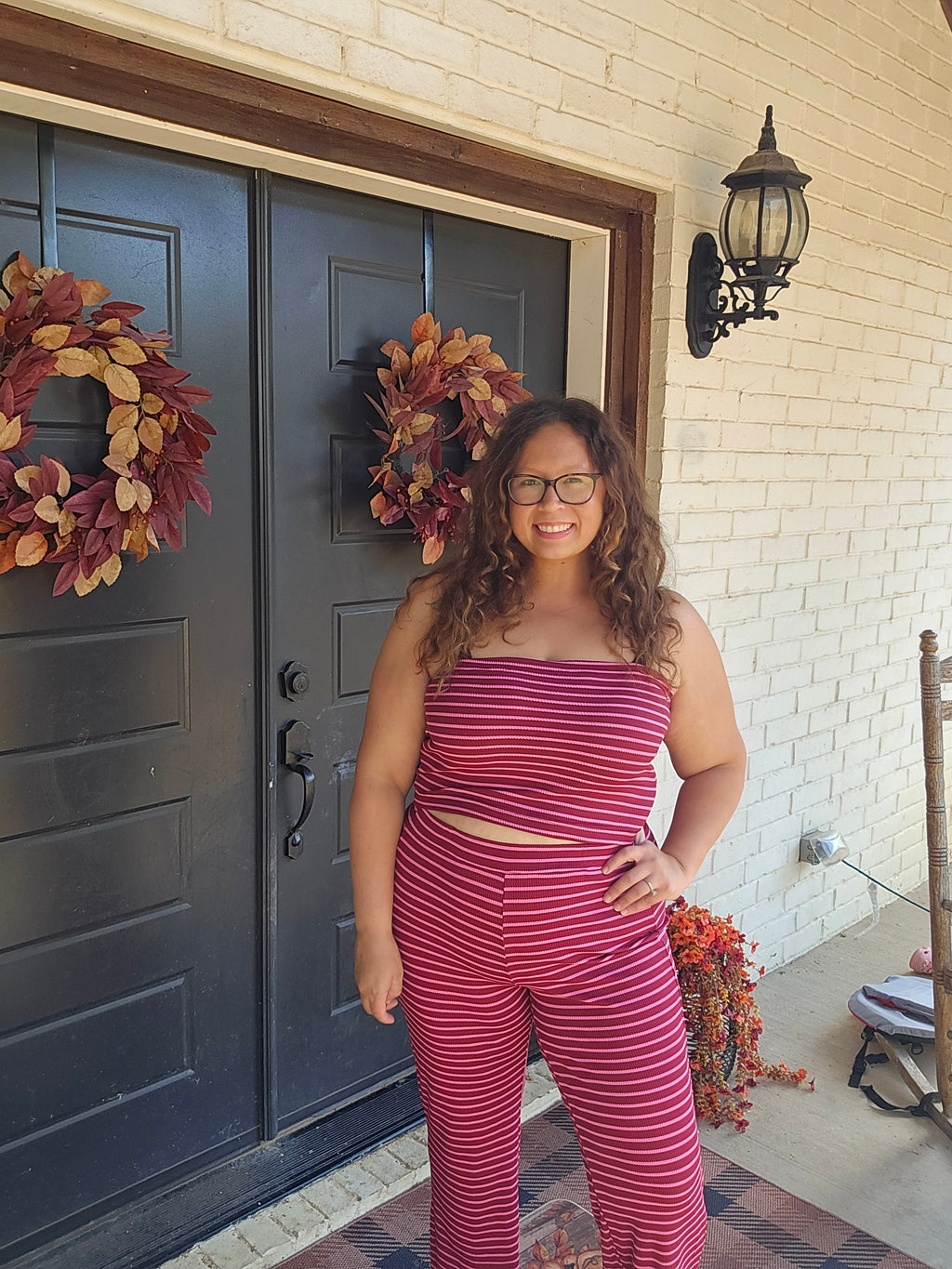 Striped Tube Top and Pants Set