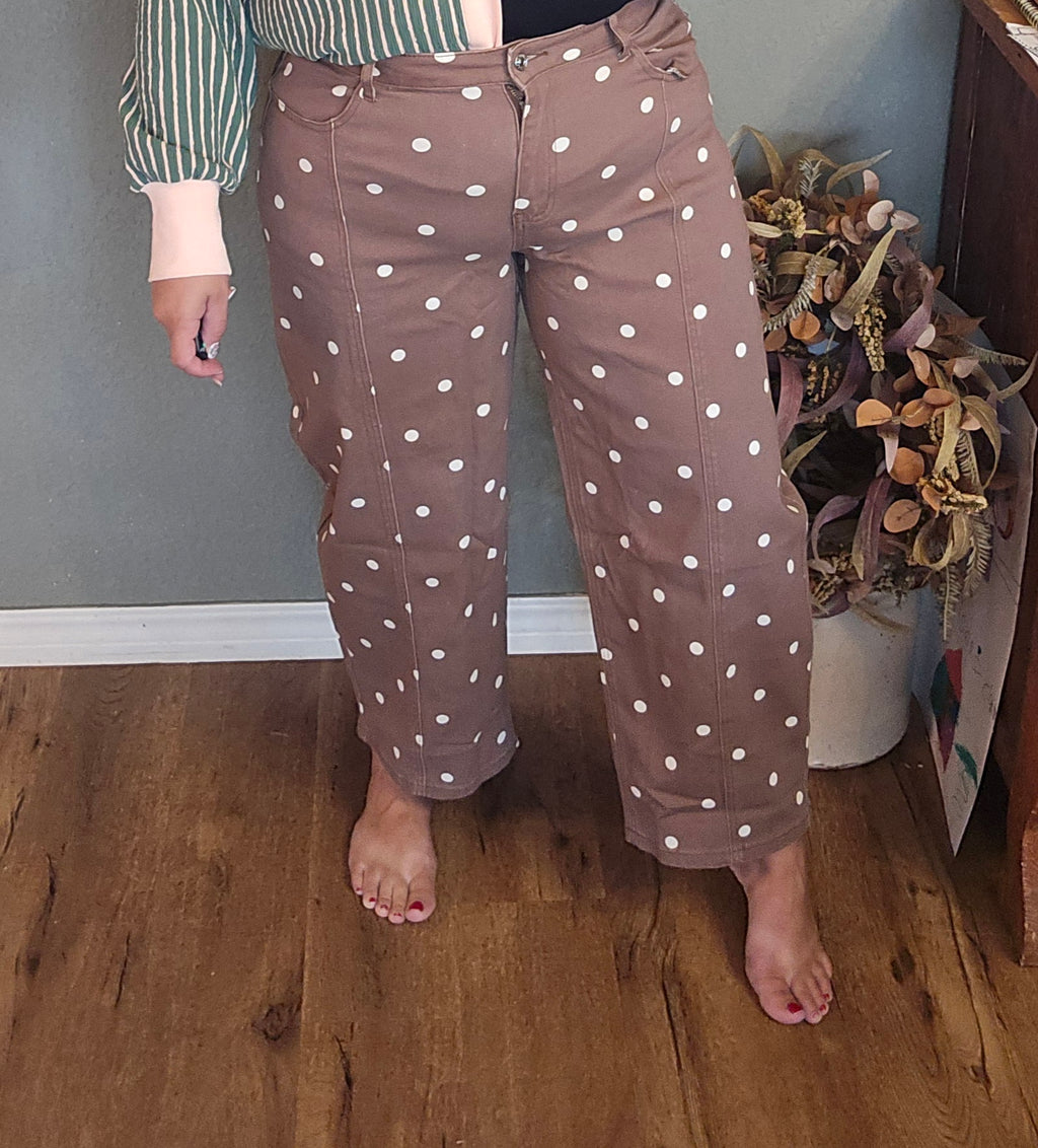 Cocoa Dot Barrel Jeans