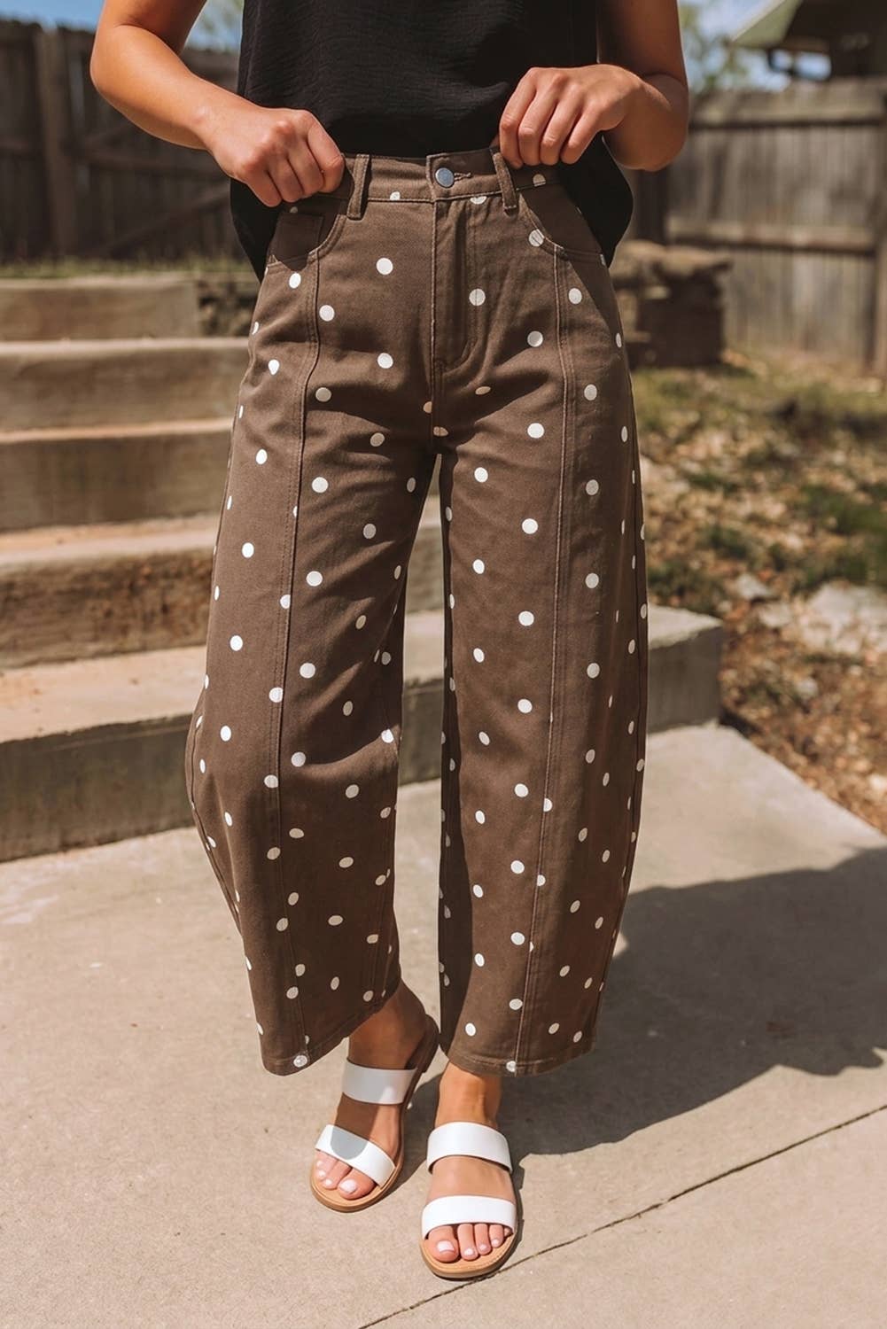 Cocoa Dot Barrel Jeans