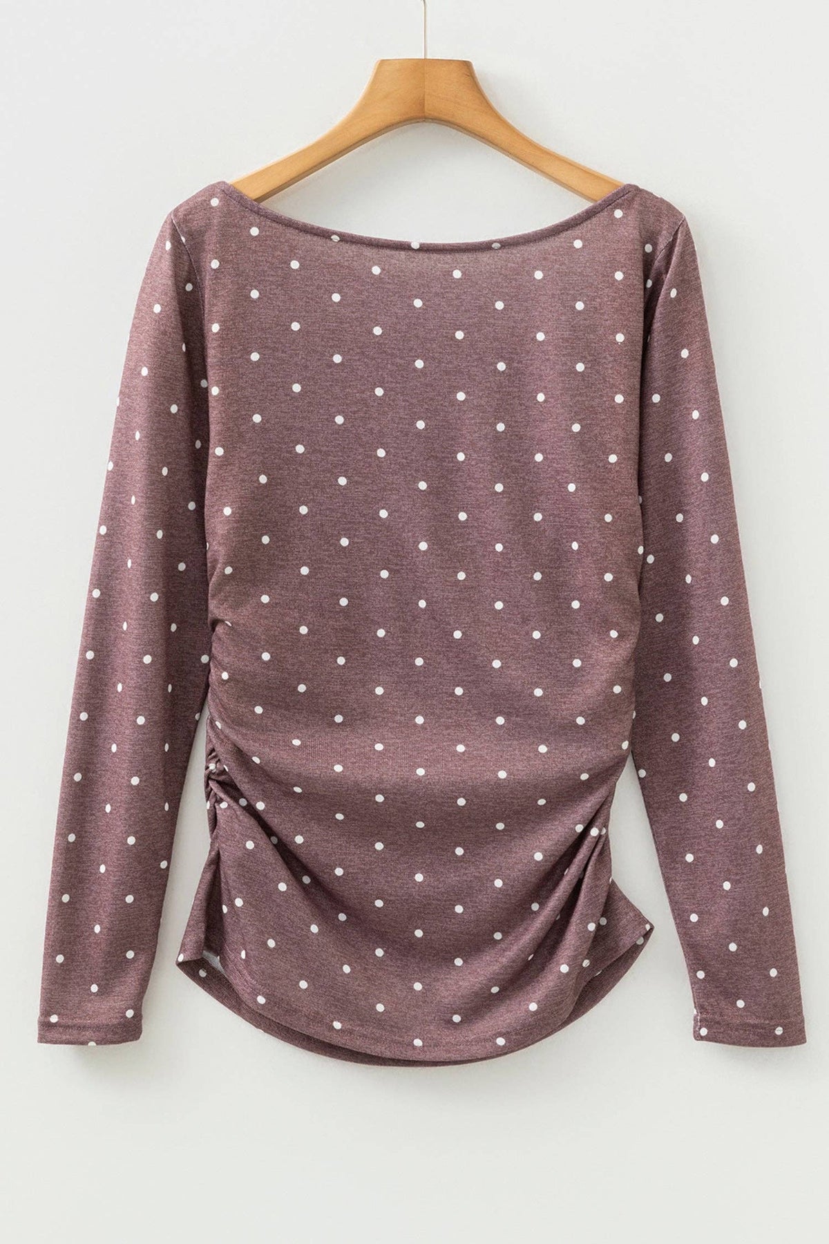 OMG! Polka Dot Boatneck Long Sleeve Knit T-Shirt