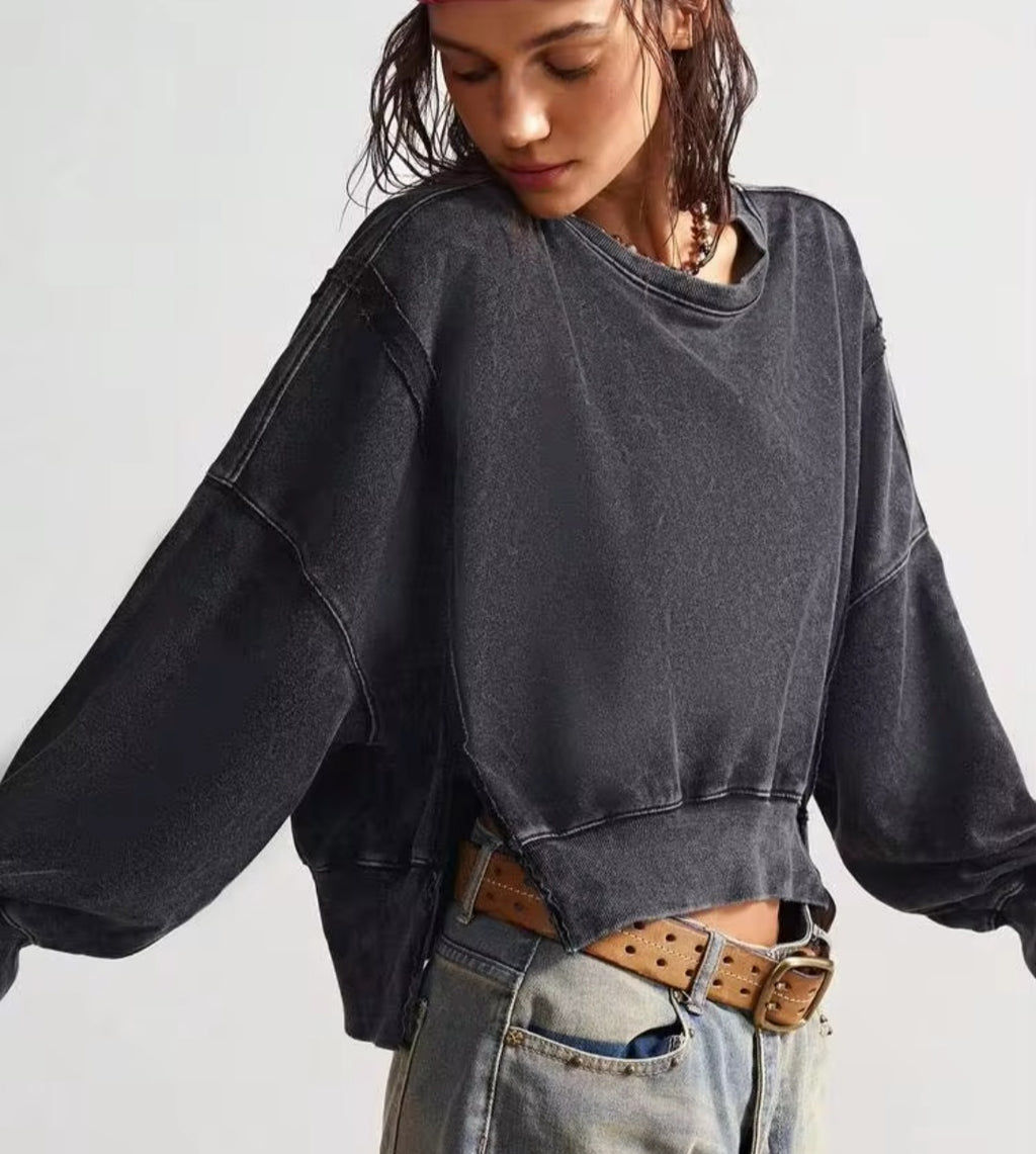 Black Butterfly Embroidery Pullover