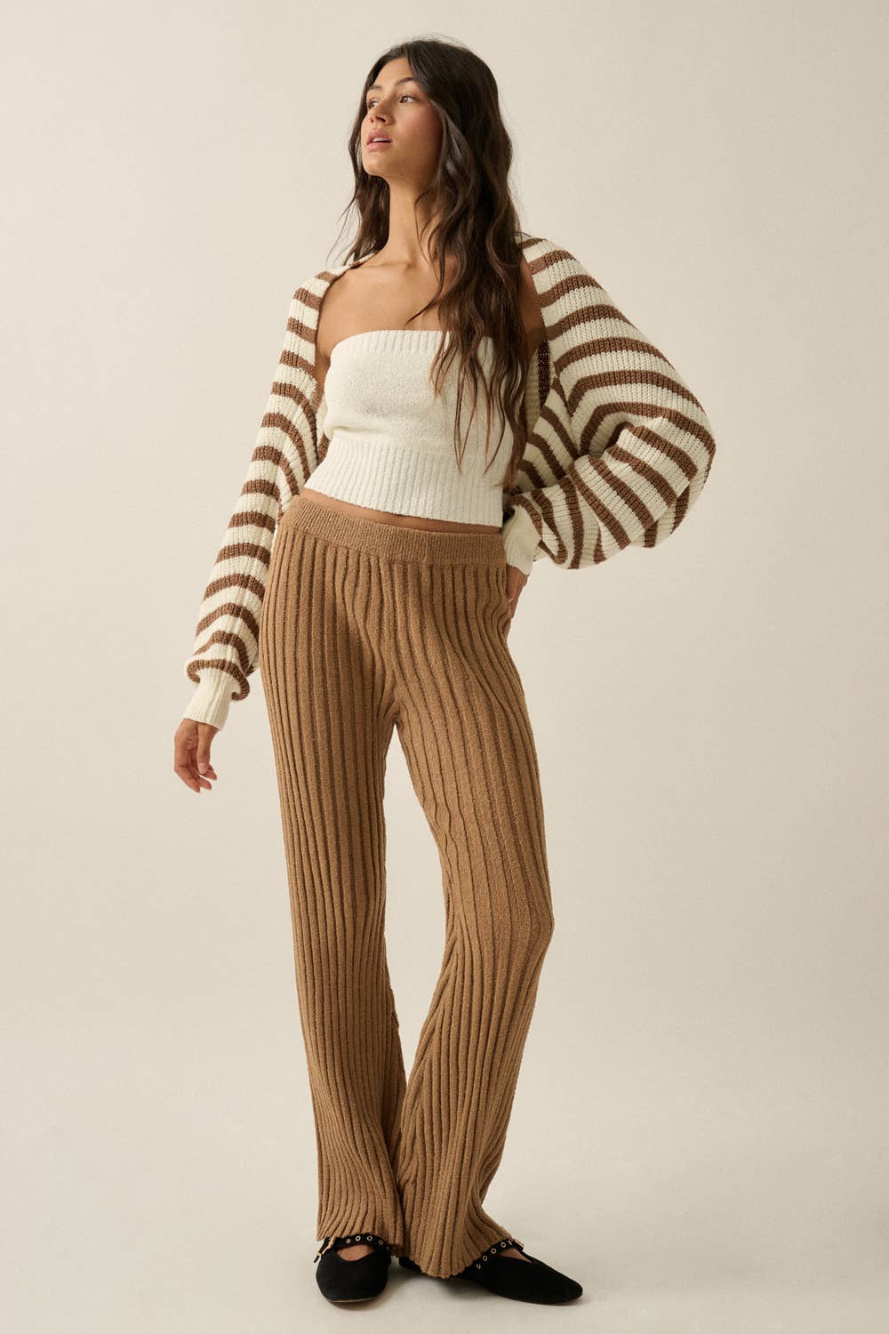 Sunday Stroll Striped Shrug Cardigan