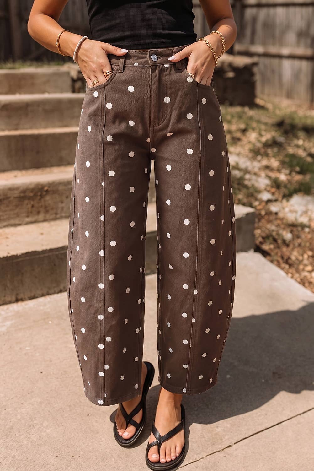 Cocoa Dot Barrel Jeans