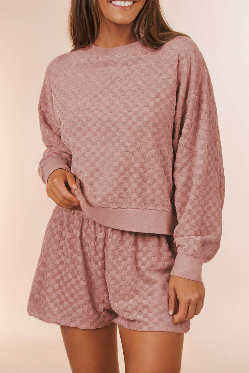 Dusty Pink Checkered Lounge Set