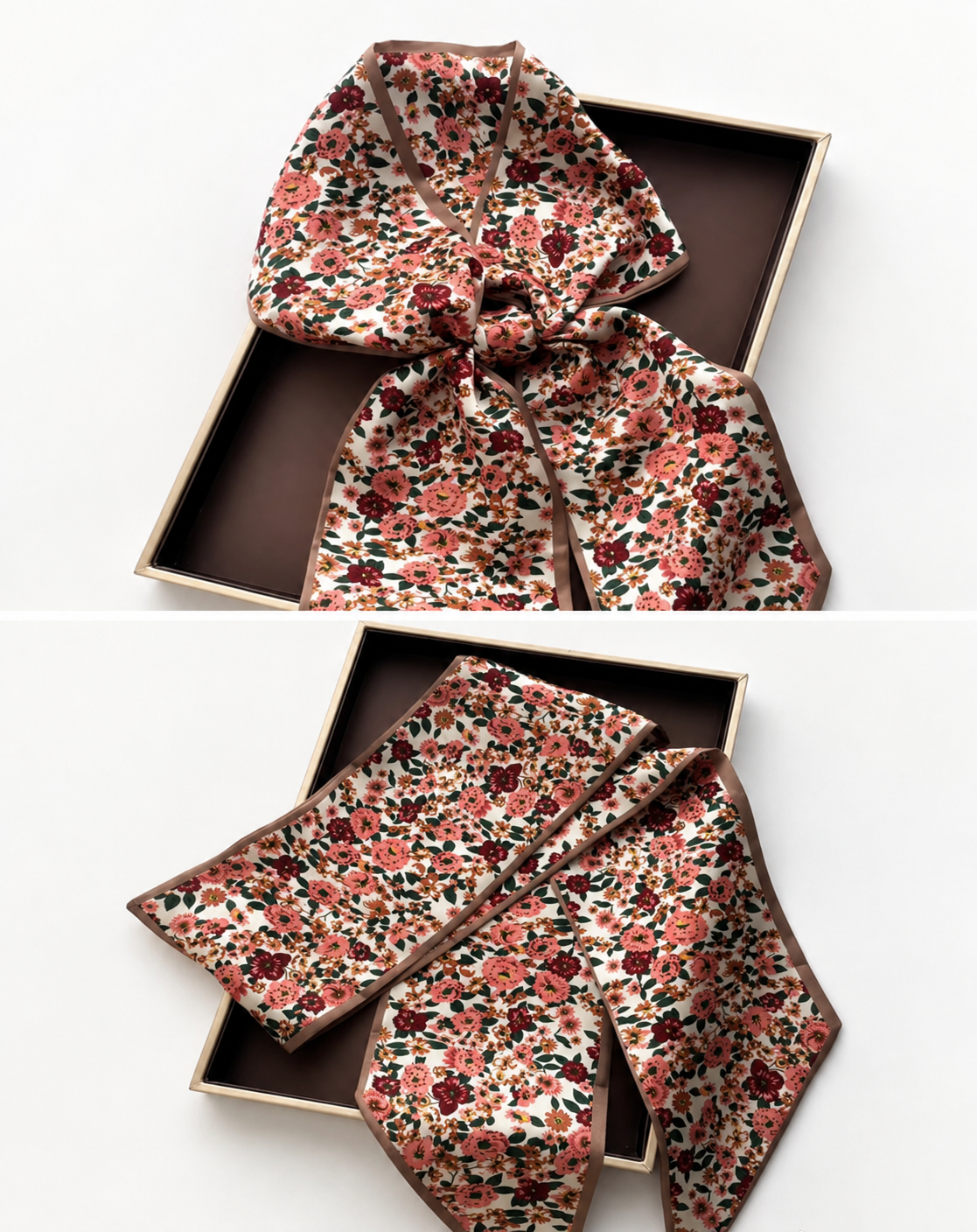 Khaki Floral Twilly Scarf